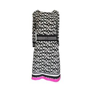 New Eliza J A Line Dress Black White Pink Empire Waist 3/4 Sleeve Women 2